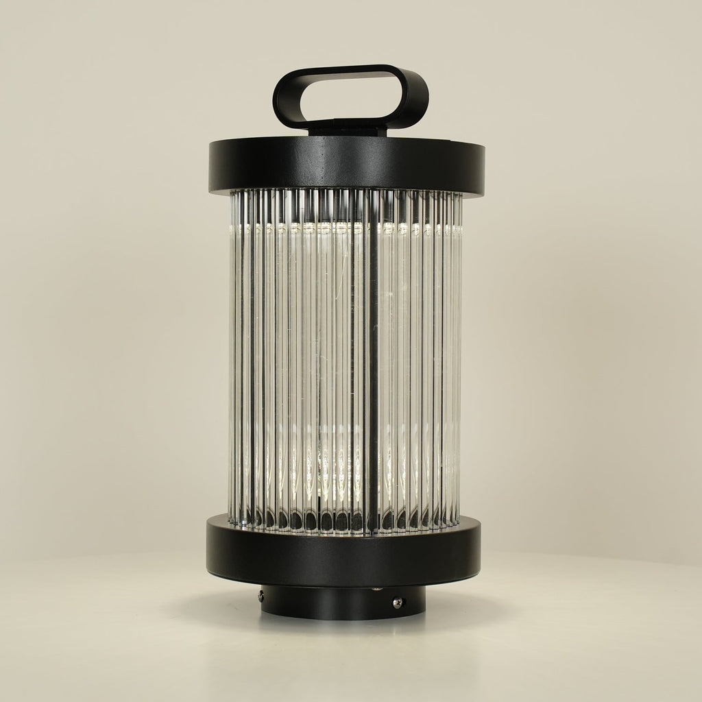 Lantern Garden Solar Outdoor Light | Stainless Steel, Glass, Acrylic | Black