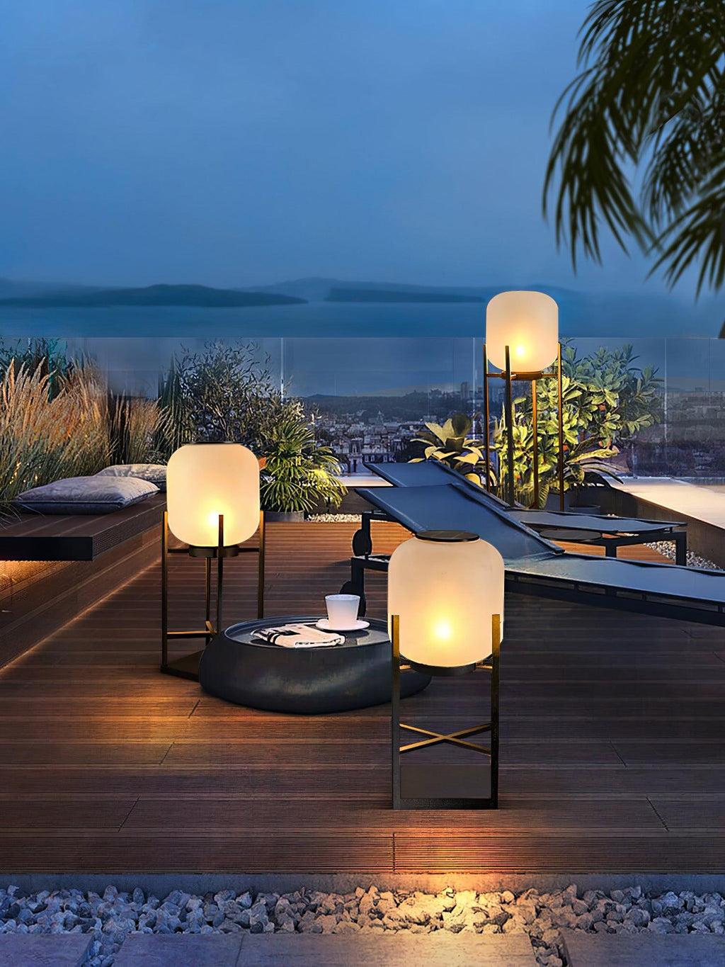 Lantern Floor Light | Stainless Steel & Glass | Outdoor