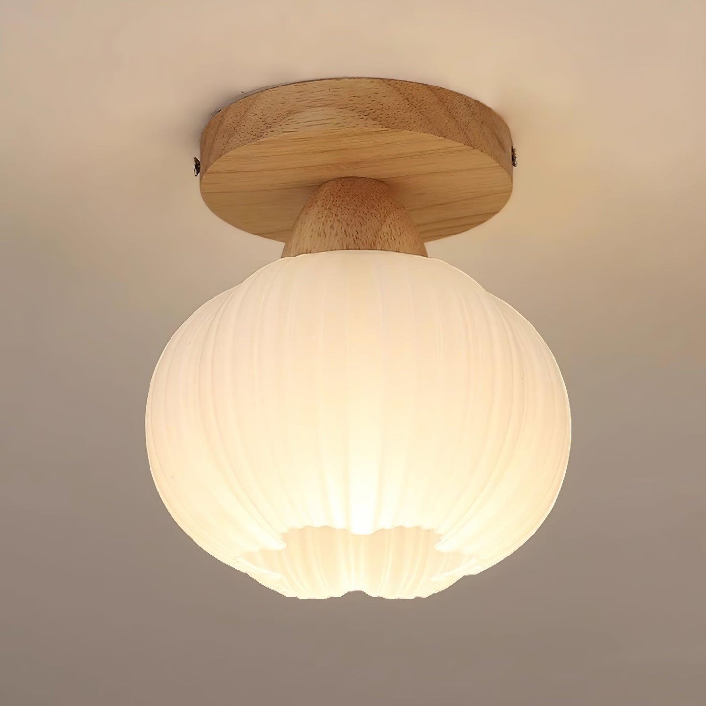 Large Flower Bag Ceiling Lamp | Wood, Acrylic | White