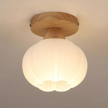 Large Flower Bag Ceiling Lamp | Wood, Acrylic | White