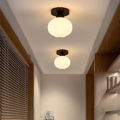 Large Flower Bag Ceiling Lamp | Wood, Acrylic | White