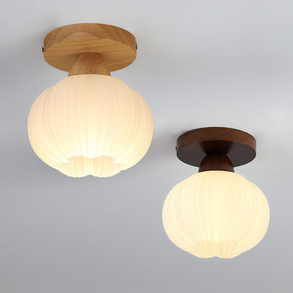 Large Flower Bag Ceiling Lamp | Wood, Acrylic | White