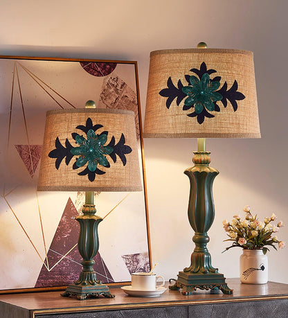 Lark Table Lamp | Resin, Fabric | Green