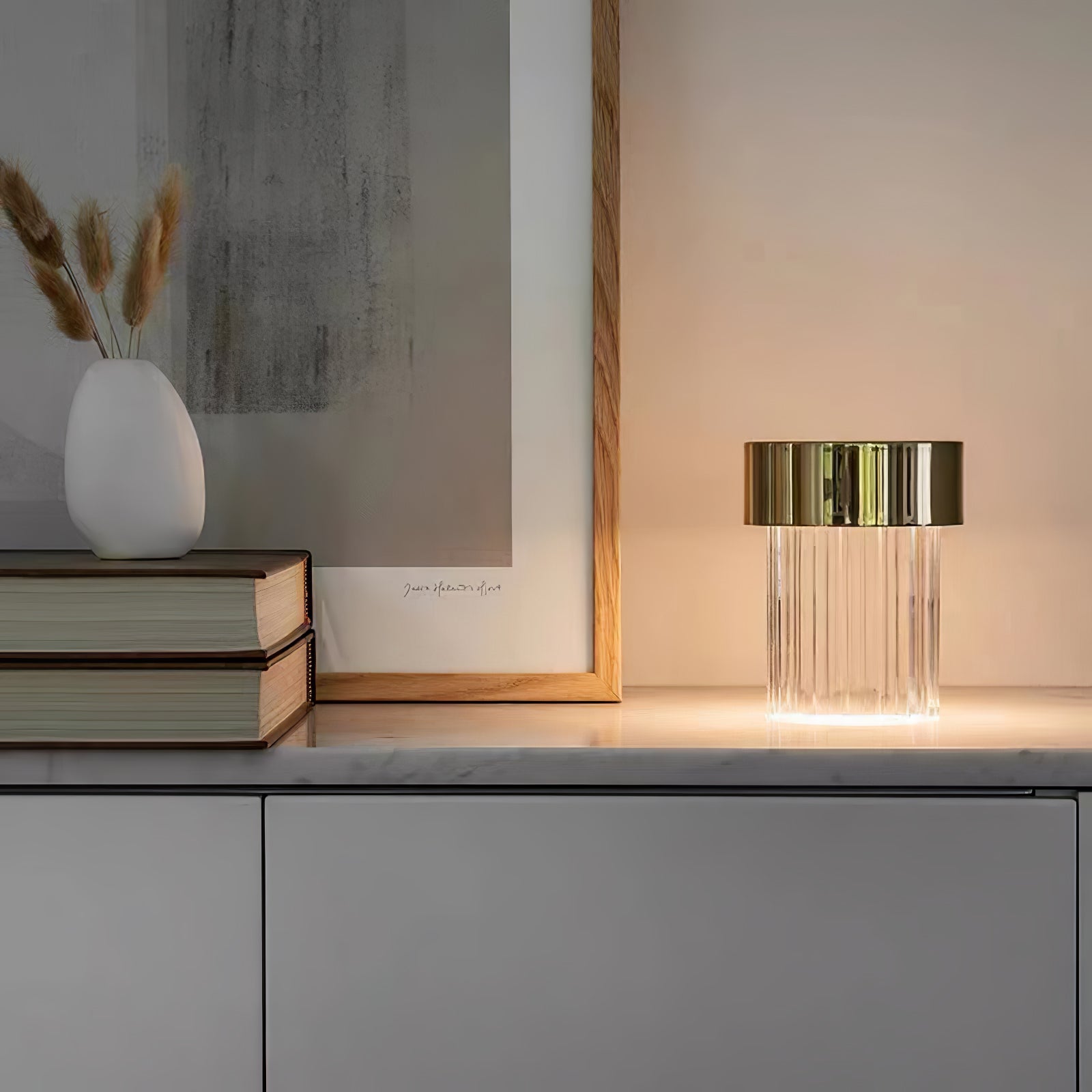 Portable Table Lamp | Rechargeable Glass Base | Touch Dimming, 4000mAh Battery