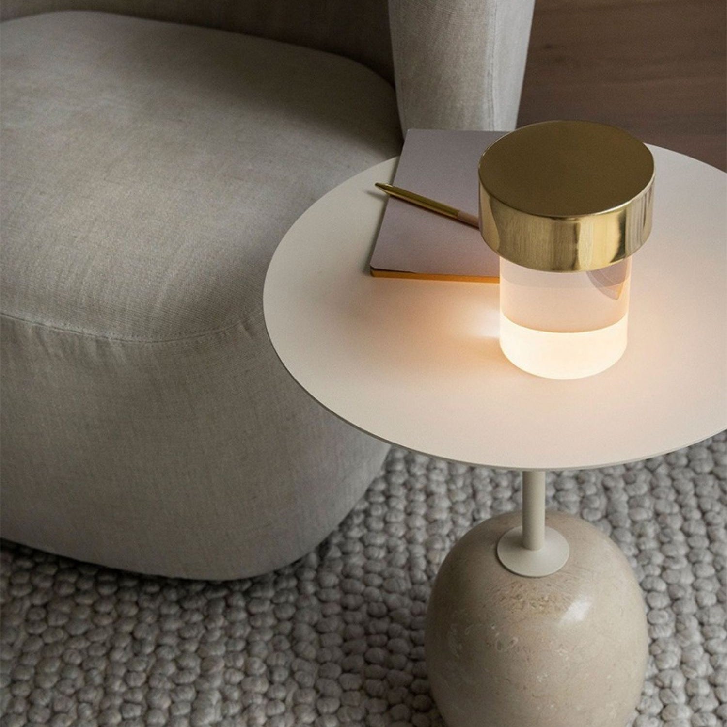 Portable Table Lamp | Rechargeable Glass Base | Touch Dimming, 4000mAh Battery