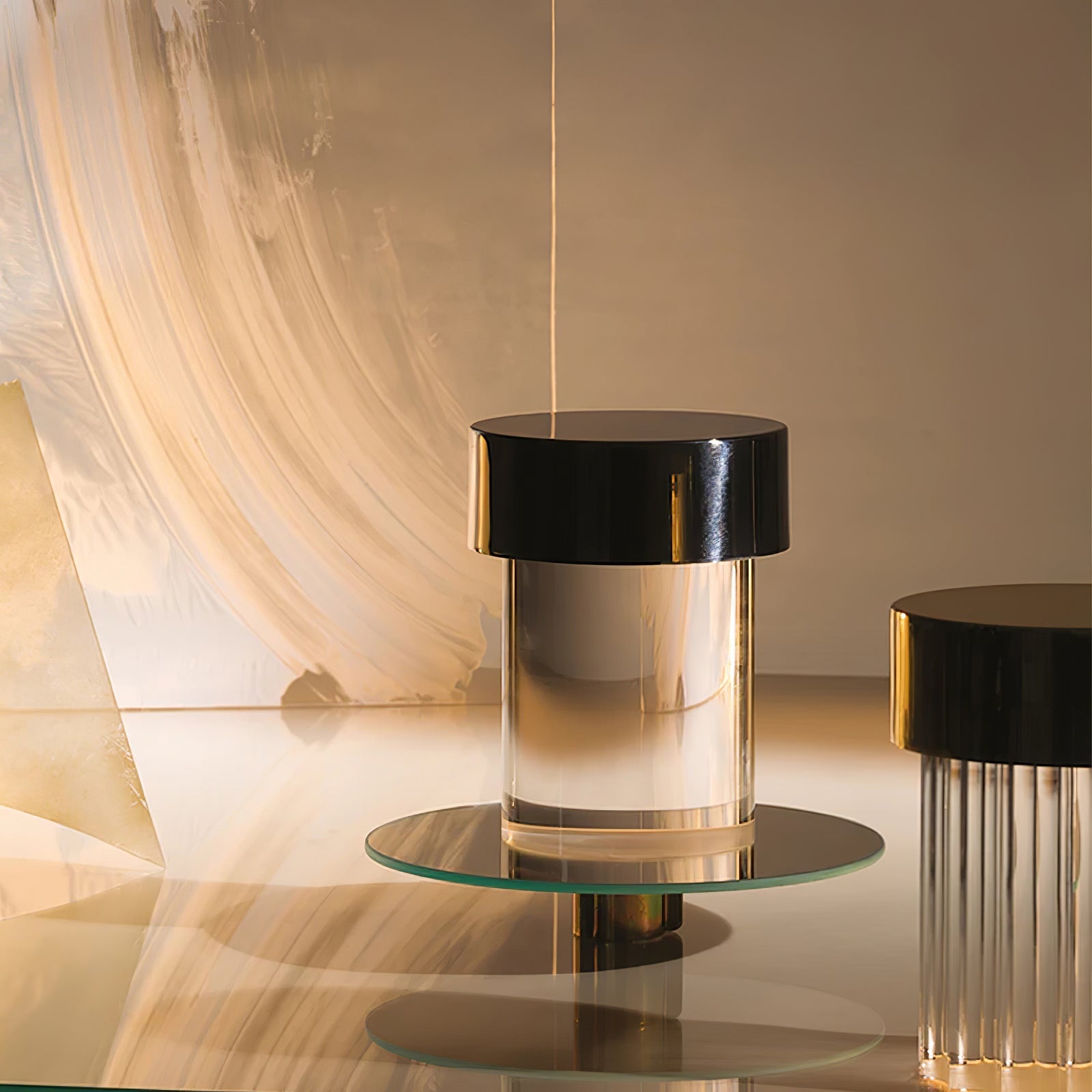 Portable Table Lamp | Rechargeable Glass Base | Touch Dimming, 4000mAh Battery