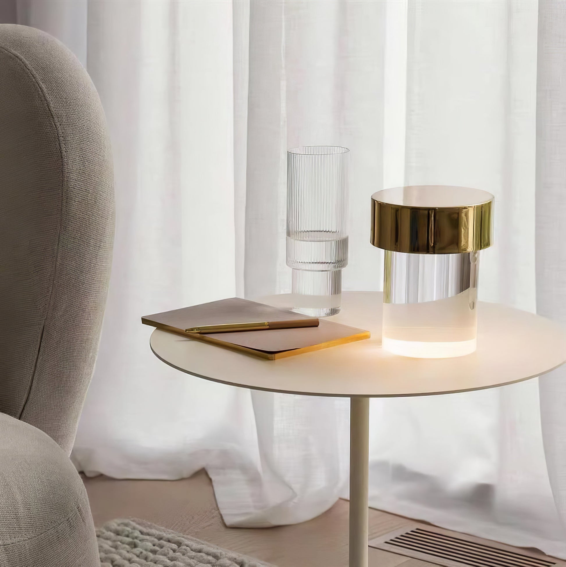Portable Table Lamp | Rechargeable Glass Base | Touch Dimming, 4000mAh Battery