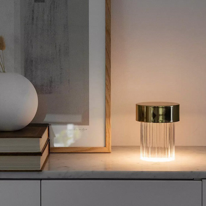 Portable Table Lamp | Rechargeable Glass Base | Touch Dimming, 4000mAh Battery