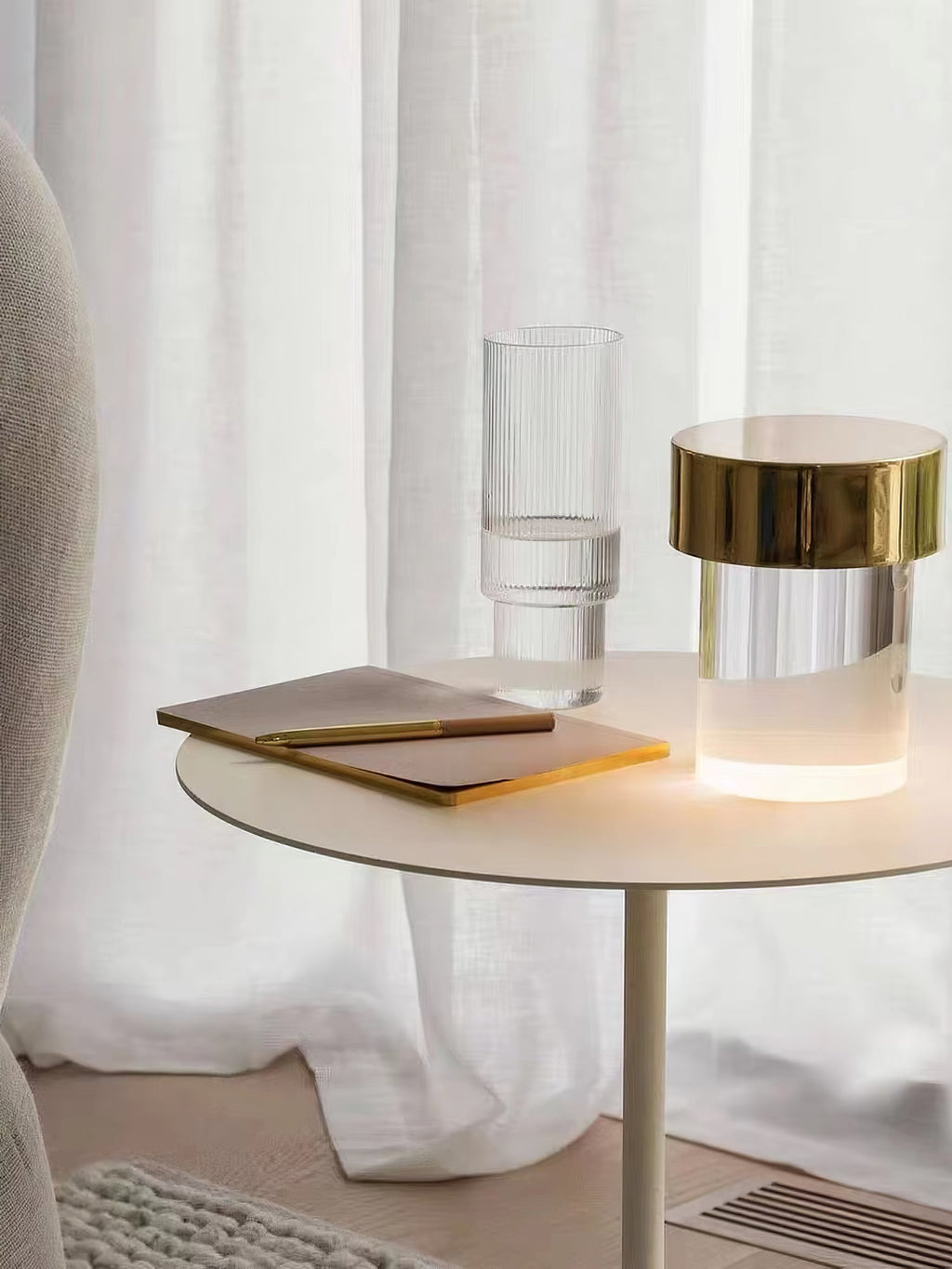 Portable Table Lamp | Rechargeable Glass Base | Touch Dimming, 4000mAh Battery