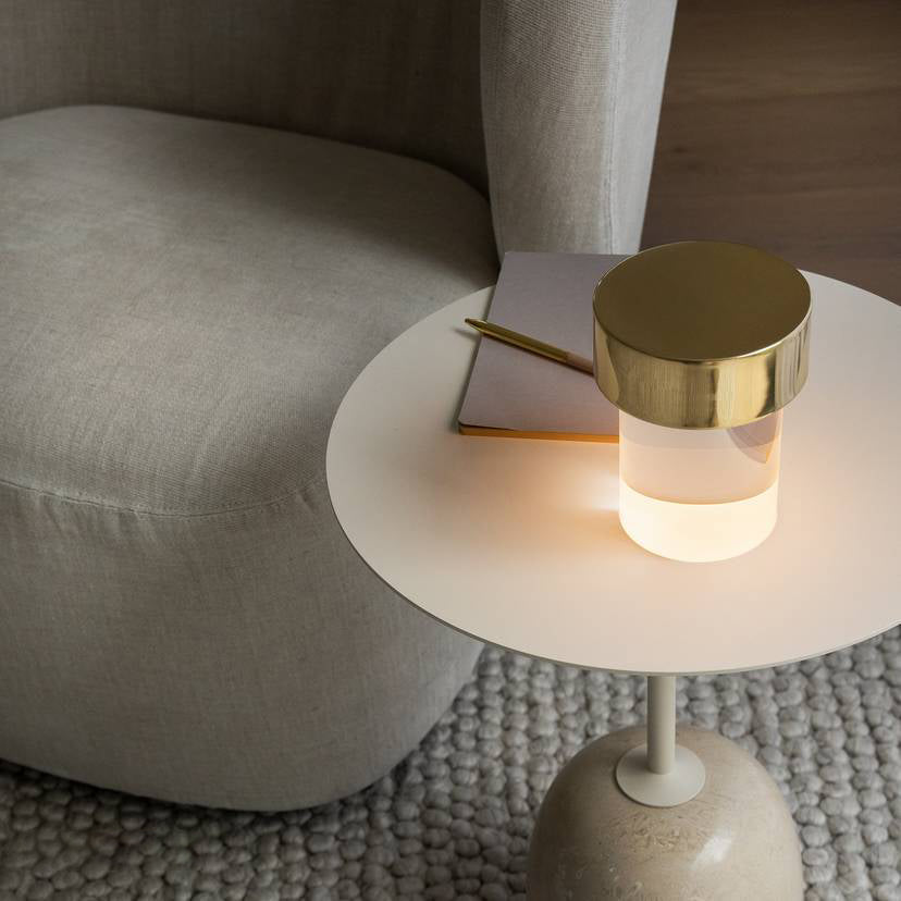 Portable Table Lamp | Rechargeable Glass Base | Touch Dimming, 4000mAh Battery