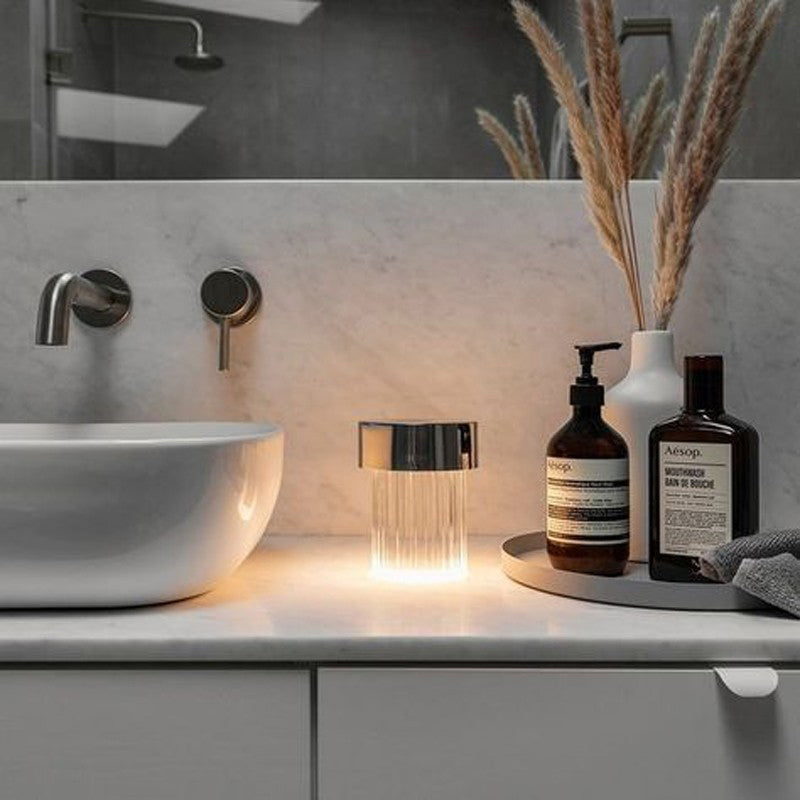 Portable Table Lamp | Rechargeable Glass Base | Touch Dimming, 4000mAh Battery
