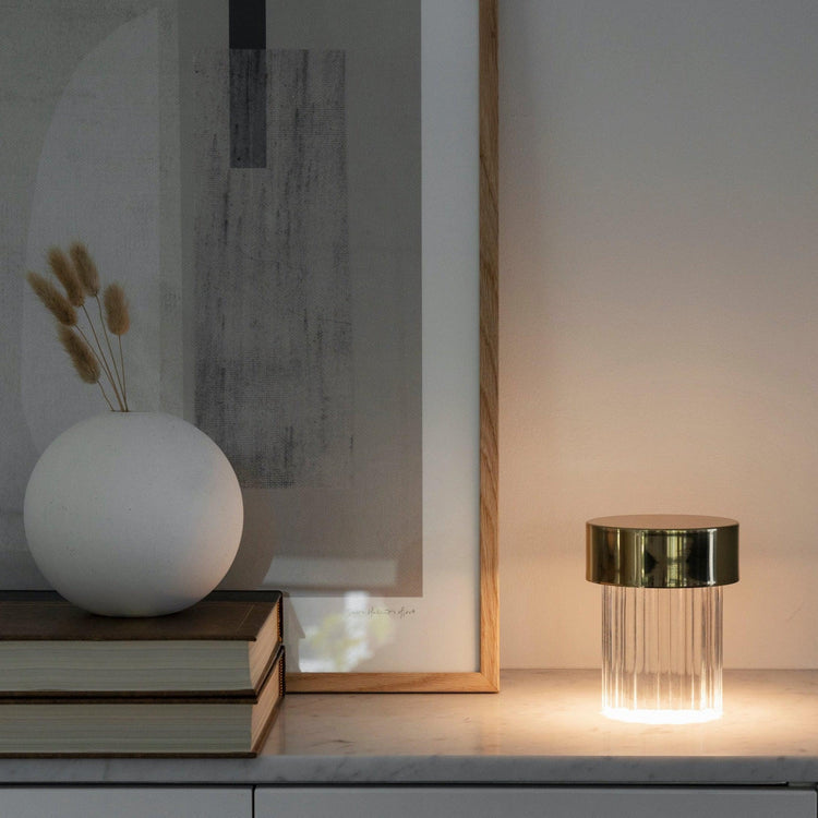 Portable Table Lamp | Rechargeable Glass Base | Touch Dimming, 4000mAh Battery