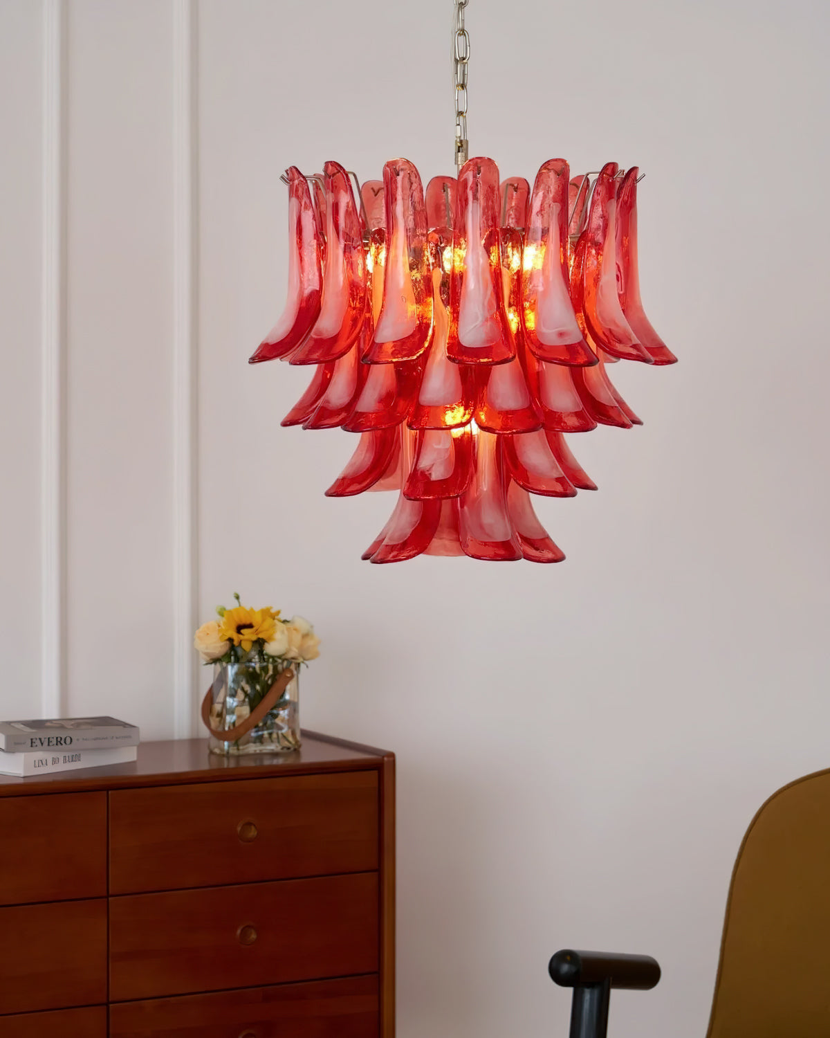 Murano Glass Chandelier | Red Glass | 65cm Diameter