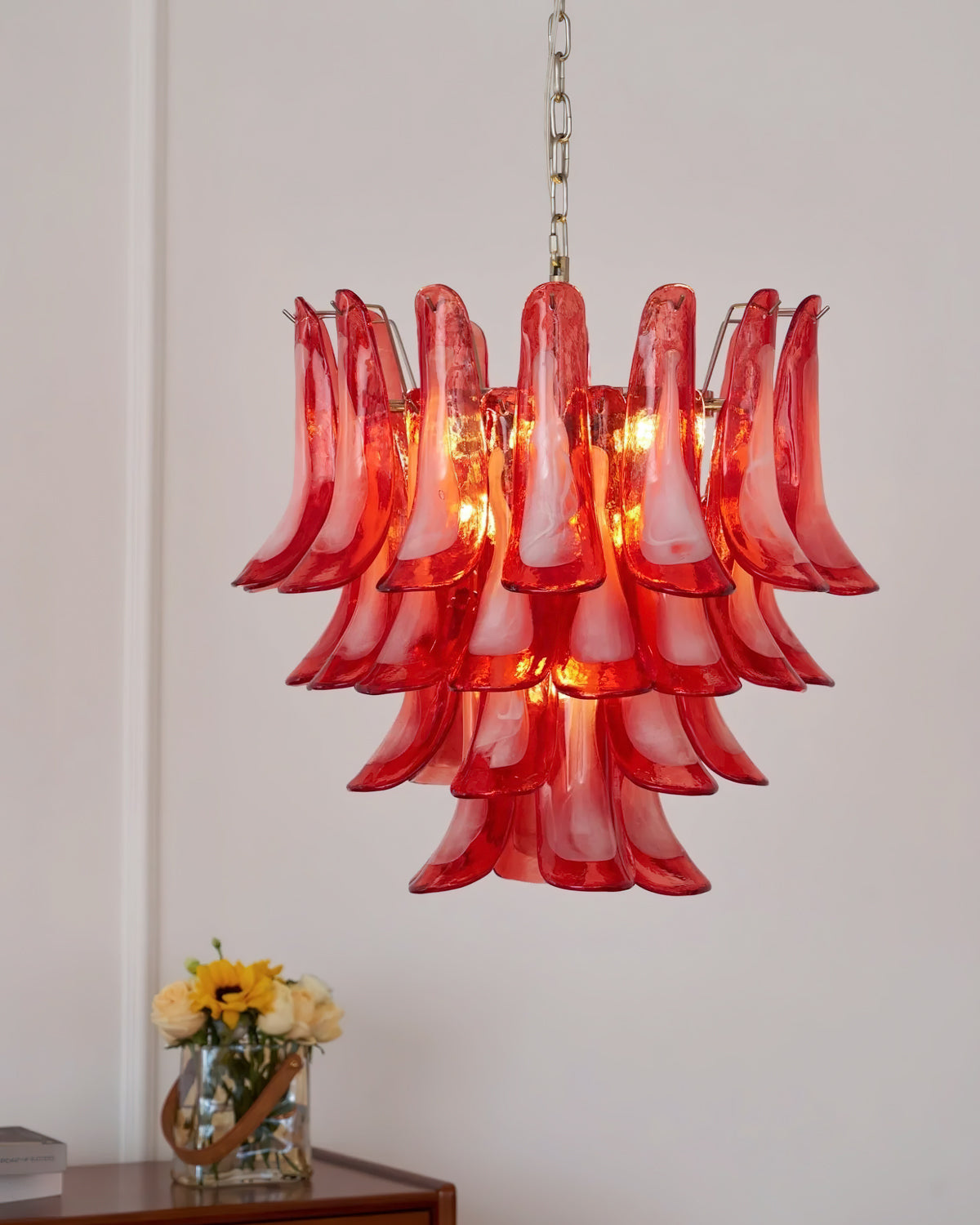 Murano Glass Chandelier | Red Glass | 65cm Diameter
