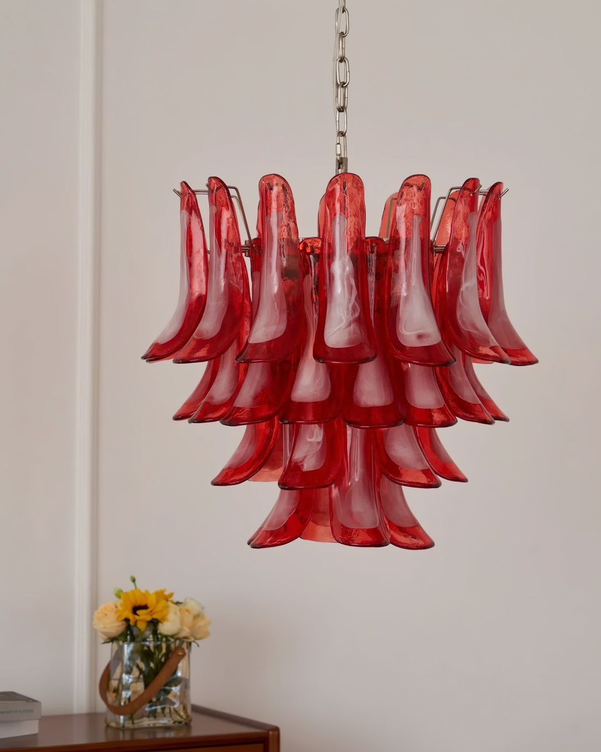 Murano Glass Chandelier | Red Glass | 65cm Diameter