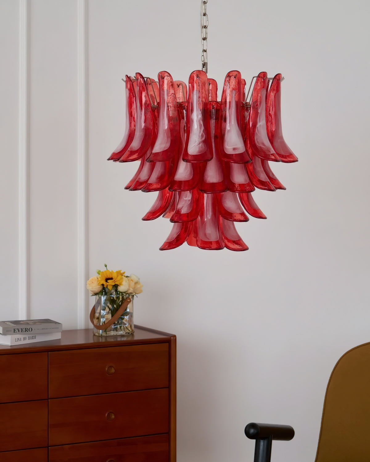 Murano Glass Chandelier | Red Glass | 65cm Diameter