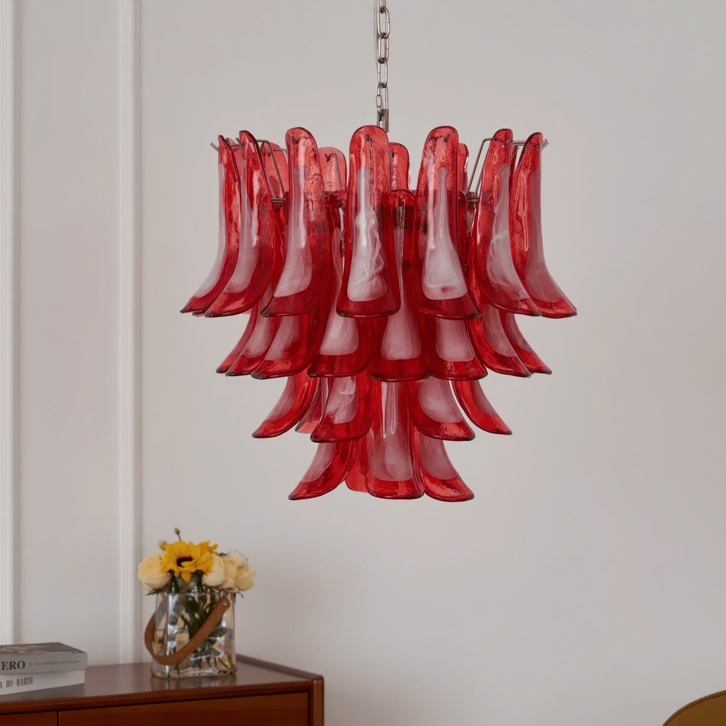 Murano Glass Chandelier | Red Glass | 65cm Diameter