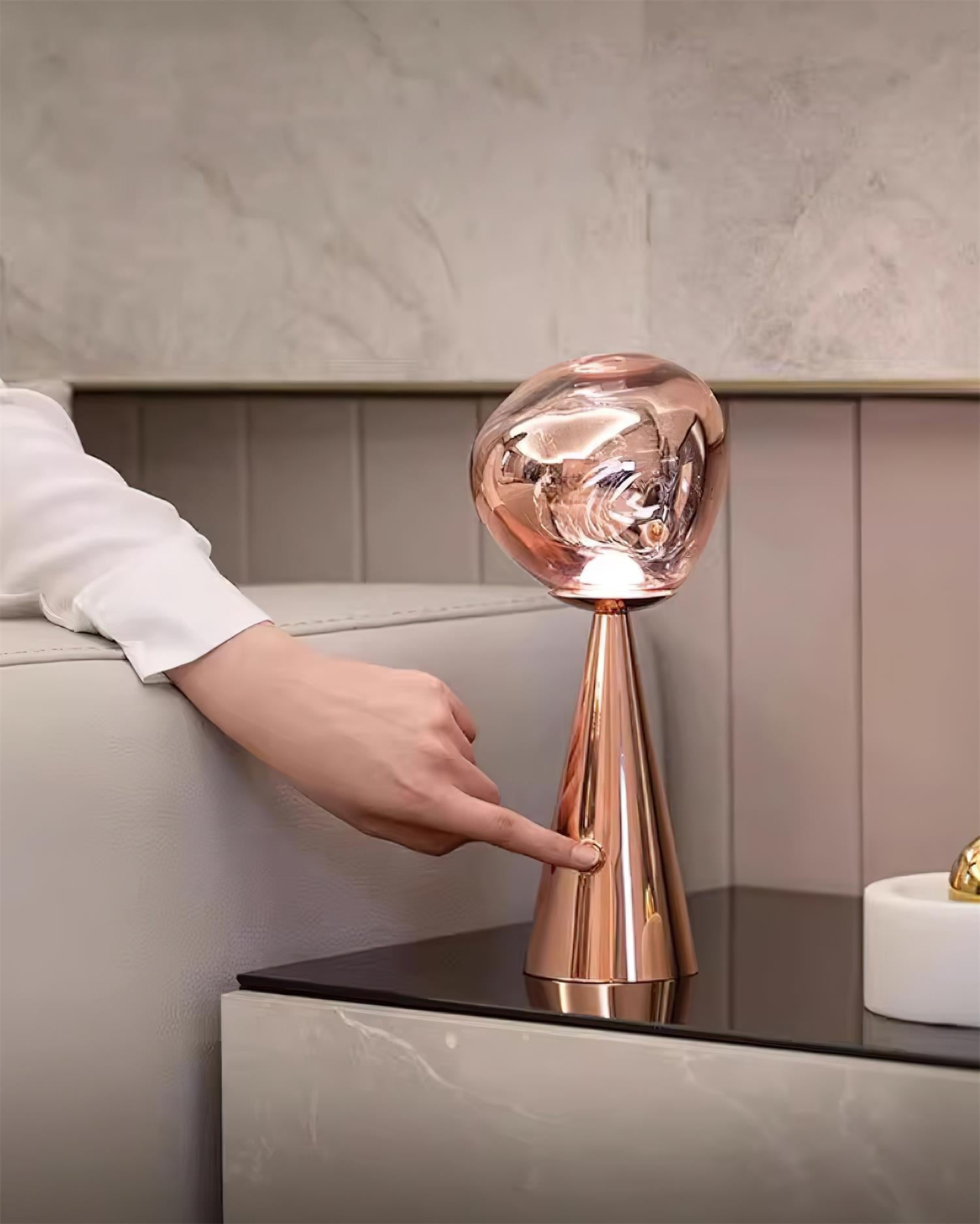 Lava Charge Table Lamp | Metal & Acrylic | Gold & Silver