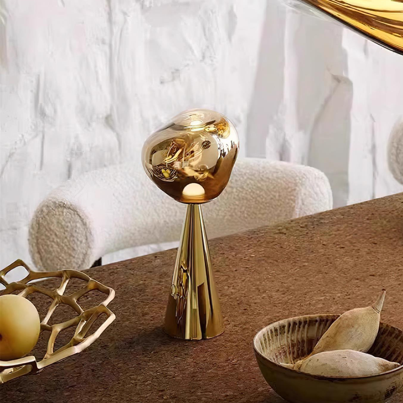 Lava Charge Table Lamp | Metal & Acrylic | Gold & Silver