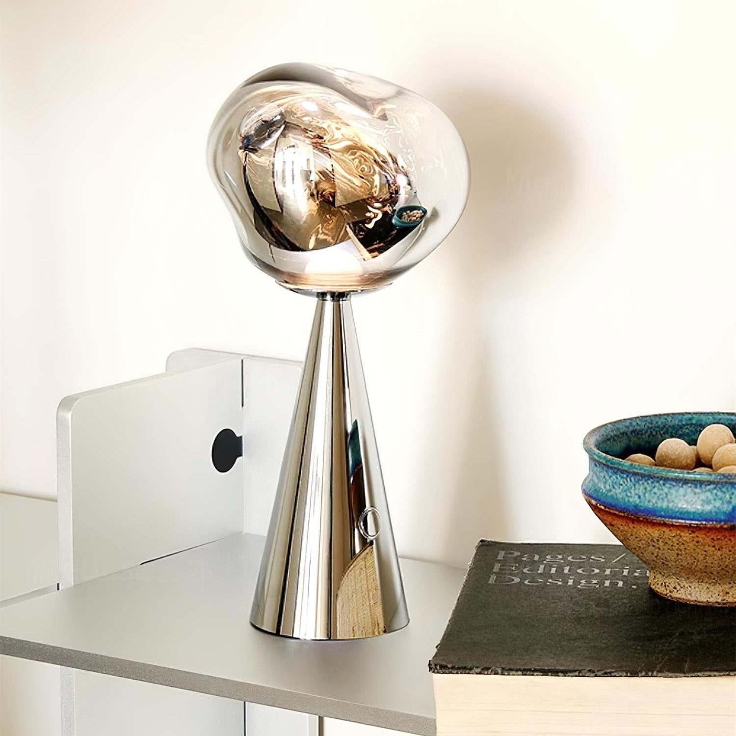Lava Charge Table Lamp | Metal & Acrylic | Gold & Silver