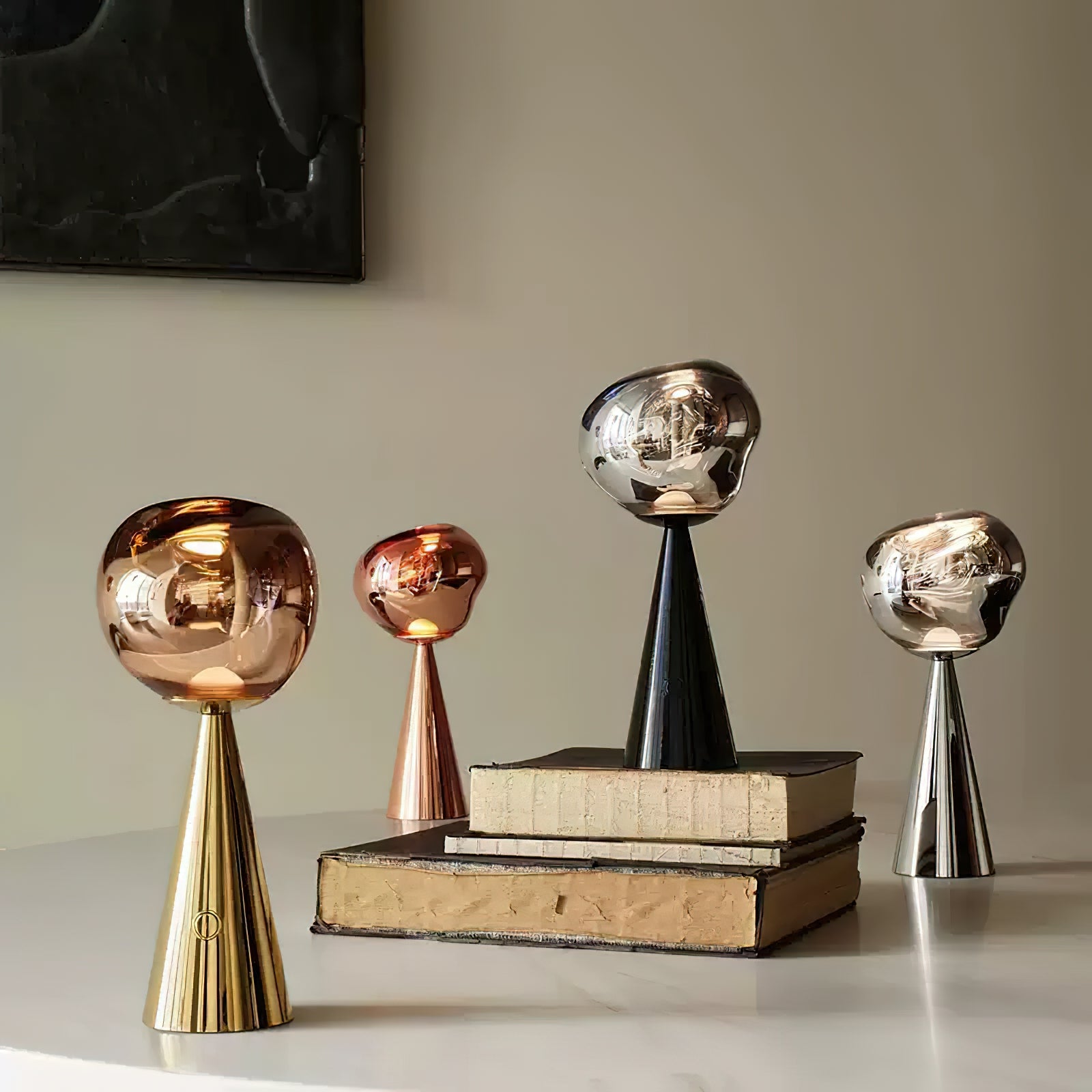 Lava Charge Table Lamp | Metal & Acrylic | Gold & Silver