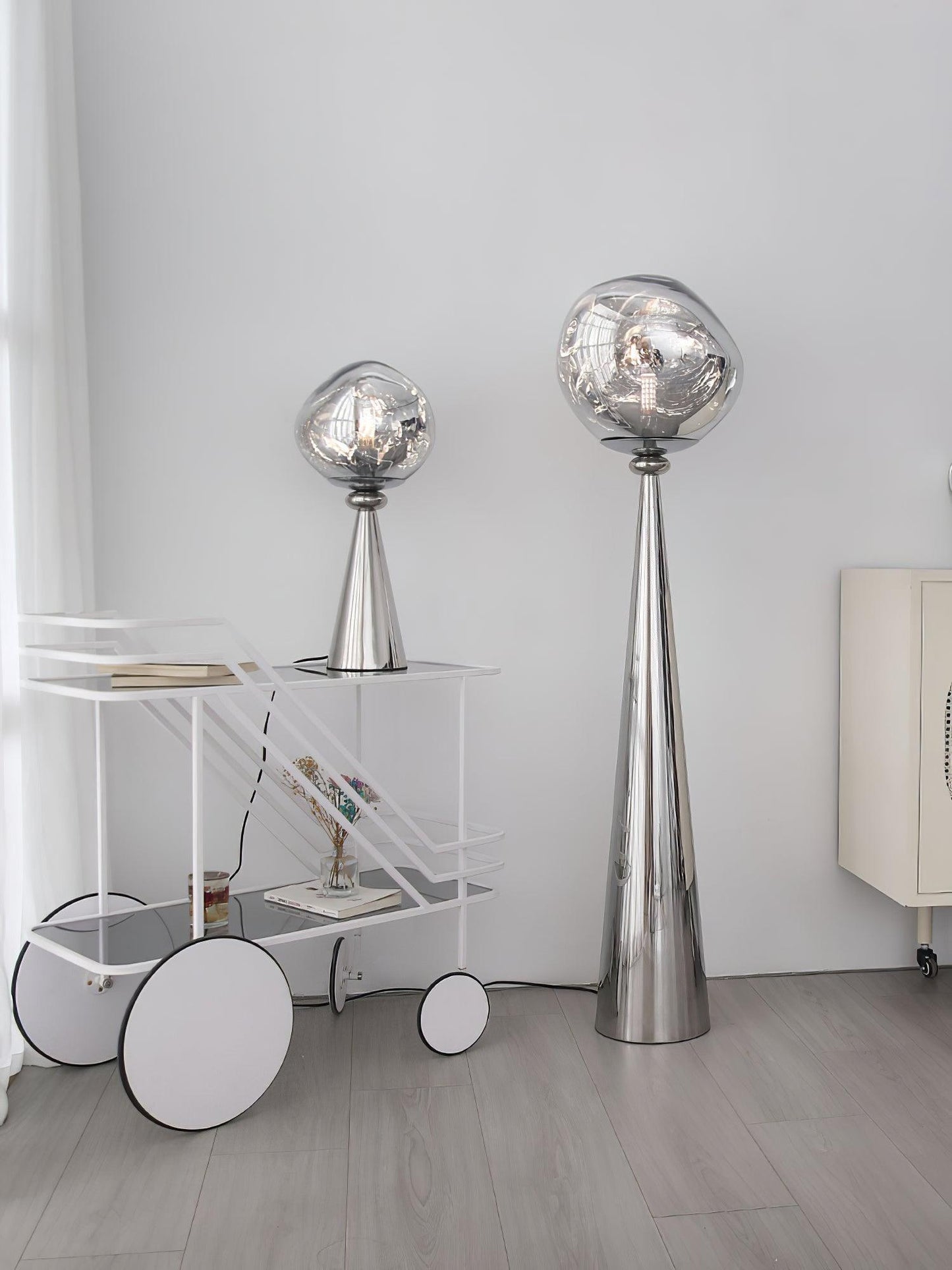 Lava Cone Table Lamp | Metal, PVC, Plastic | Smoky Gray, Silver