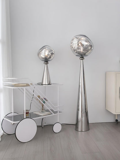 Lava Cone Table Lamp | Metal, PVC, Plastic | Smoky Gray, Silver