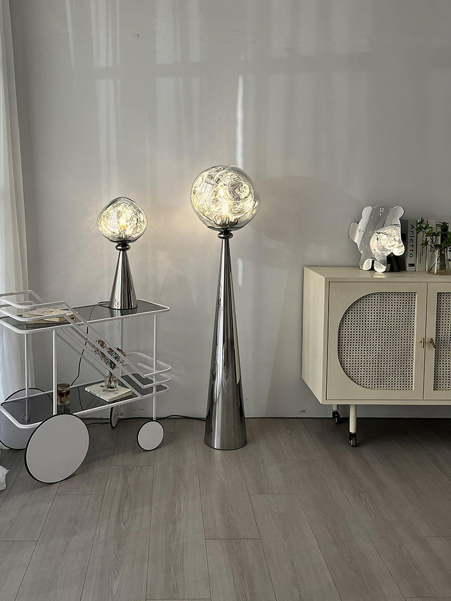 Lava Cone Table Lamp | Metal, PVC, Plastic | Smoky Gray, Silver