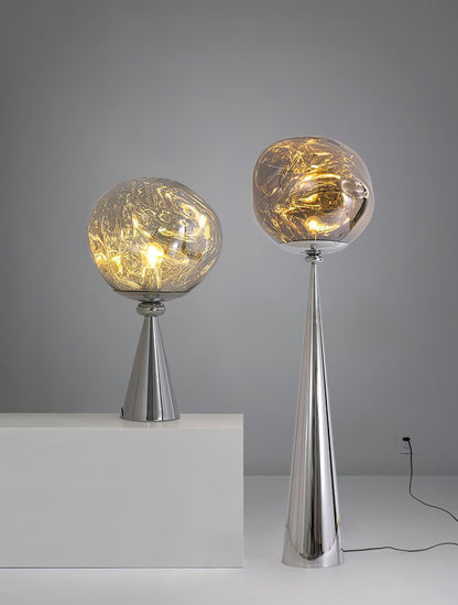 Lava Cone Table Lamp | Metal, PVC, Plastic | Smoky Gray, Silver