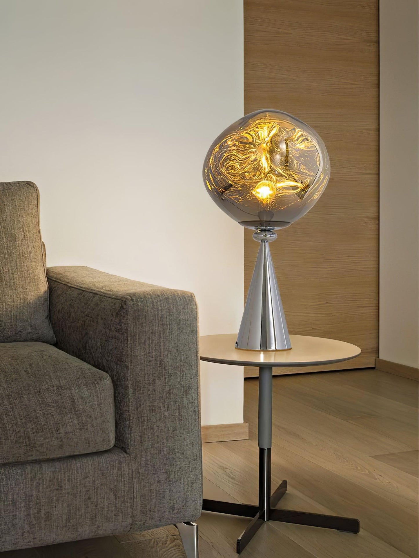 Lava Cone Table Lamp | Metal, PVC, Plastic | Smoky Gray, Silver