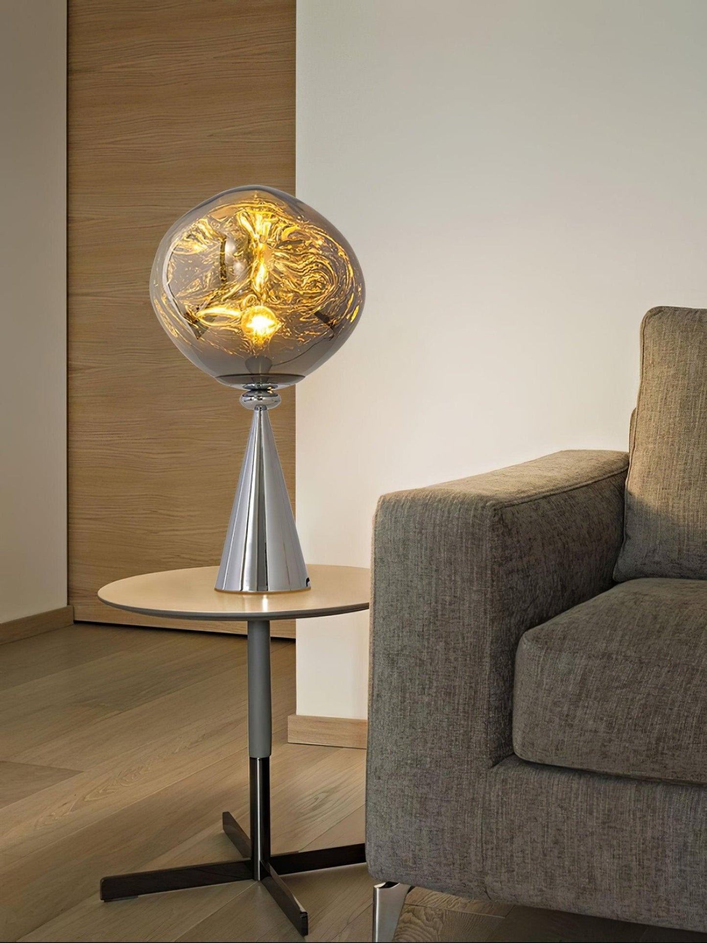 Lava Cone Table Lamp | Metal, PVC, Plastic | Smoky Gray, Silver