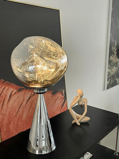 Lava Cone Table Lamp | Metal, PVC, Plastic | Smoky Gray, Silver