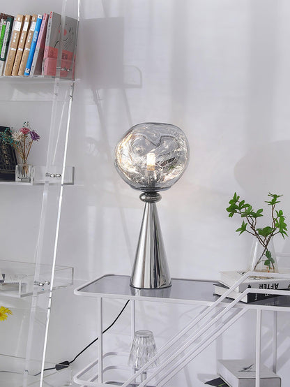 Lava Cone Table Lamp | Metal, PVC, Plastic | Smoky Gray, Silver