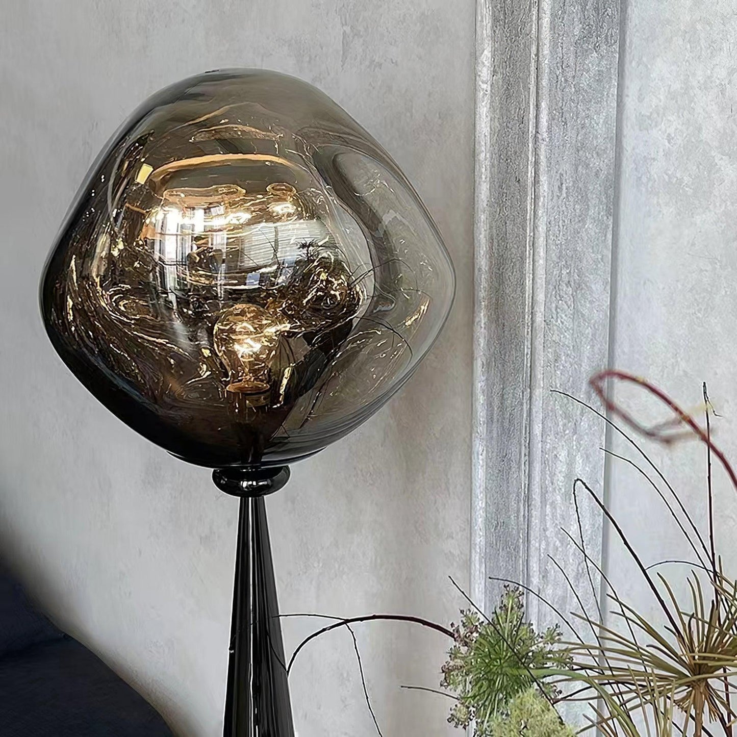 Lava Cone Table Lamp | Metal, PVC, Plastic | Smoky Gray, Silver