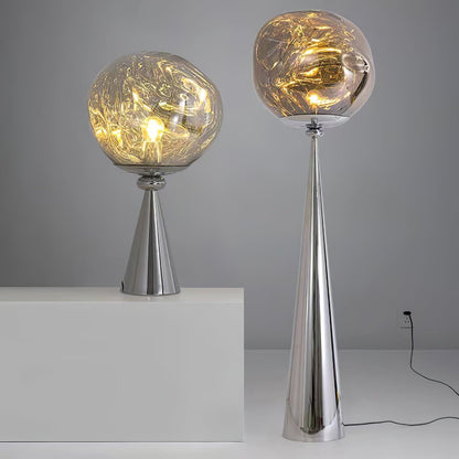 Lava Cone Table Lamp | Metal, PVC, Plastic | Smoky Gray, Silver