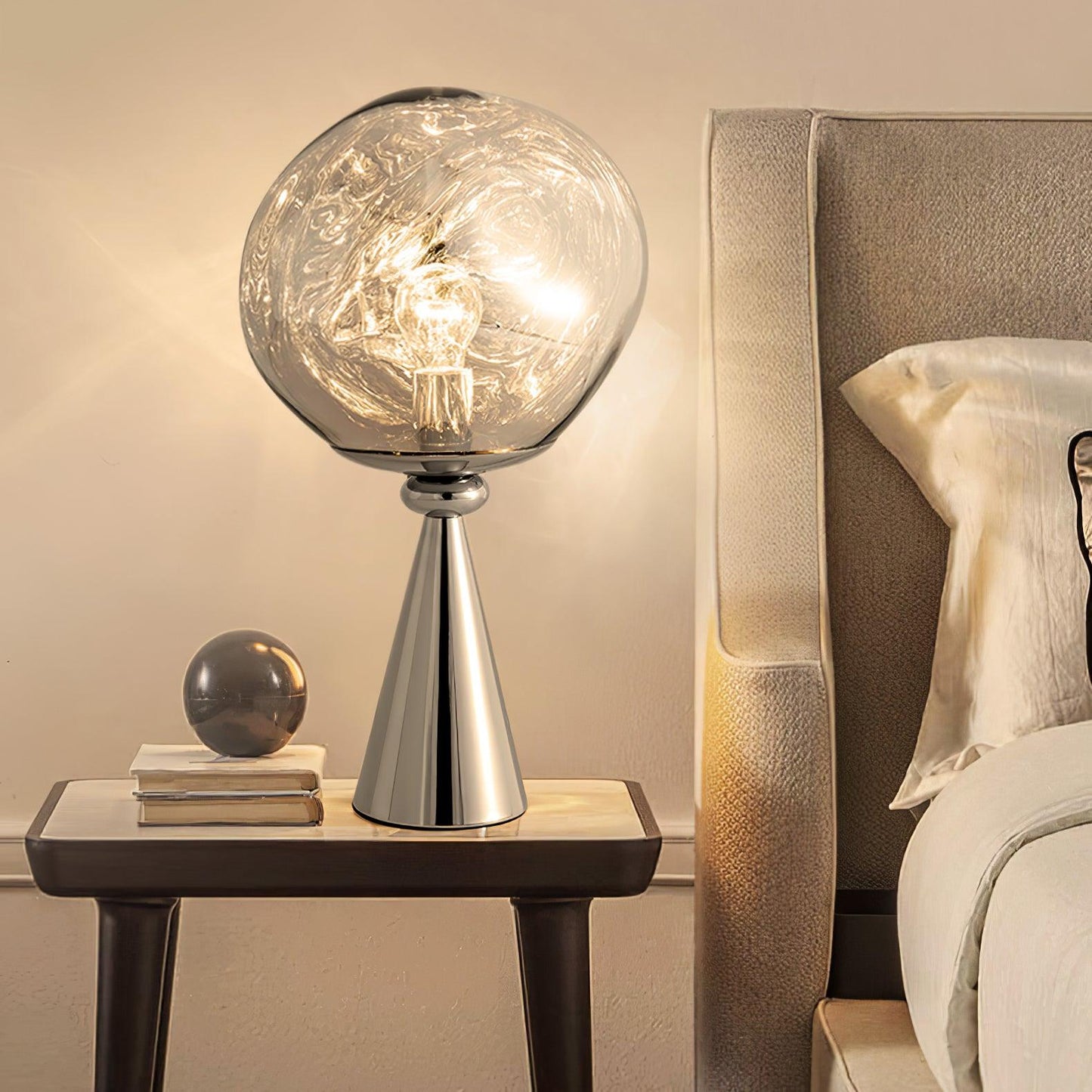 Lava Cone Table Lamp | Metal, PVC, Plastic | Smoky Gray, Silver