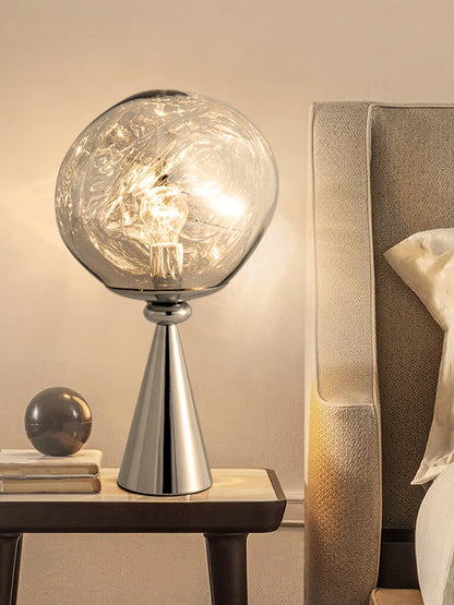 Lava Cone Table Lamp | Metal, PVC, Plastic | Smoky Gray, Silver