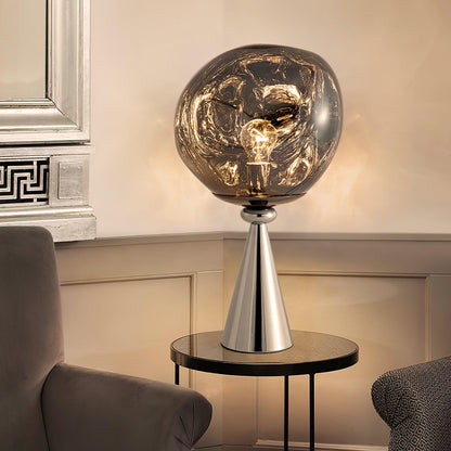 Lava Cone Table Lamp | Metal, PVC, Plastic | Smoky Gray, Silver