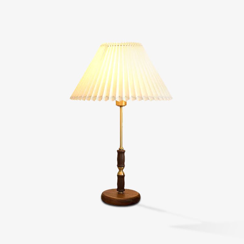 Table Lamp | Walnut & Brass | Beige Shade