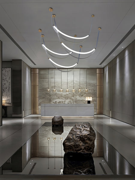 Arc Loop Pendant Light | Metal & Leather | Gold, Light Brown, Black