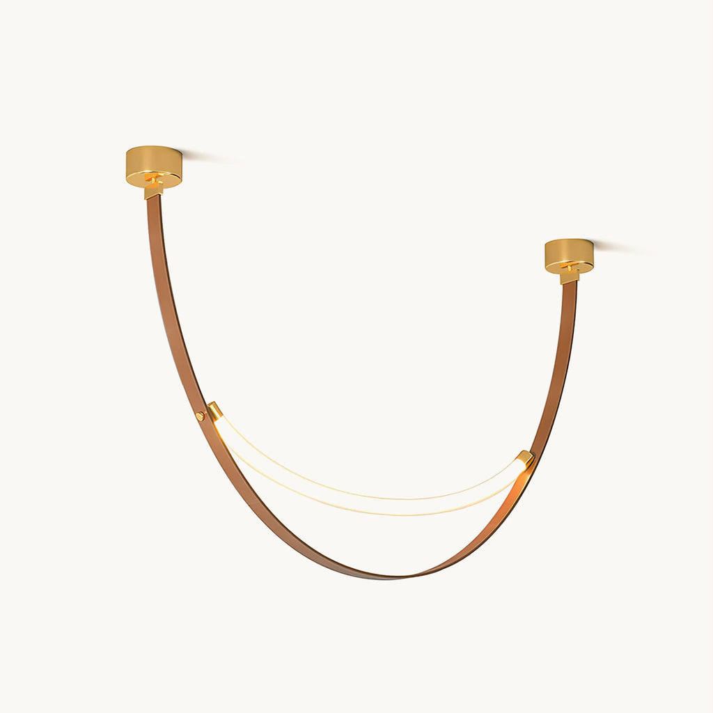 Arc Loop Pendant Light | Metal & Leather | Gold, Light Brown, Black