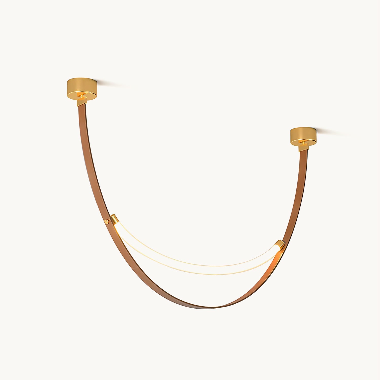 Arc Loop Pendant Light | Metal & Leather | Gold, Light Brown, Black