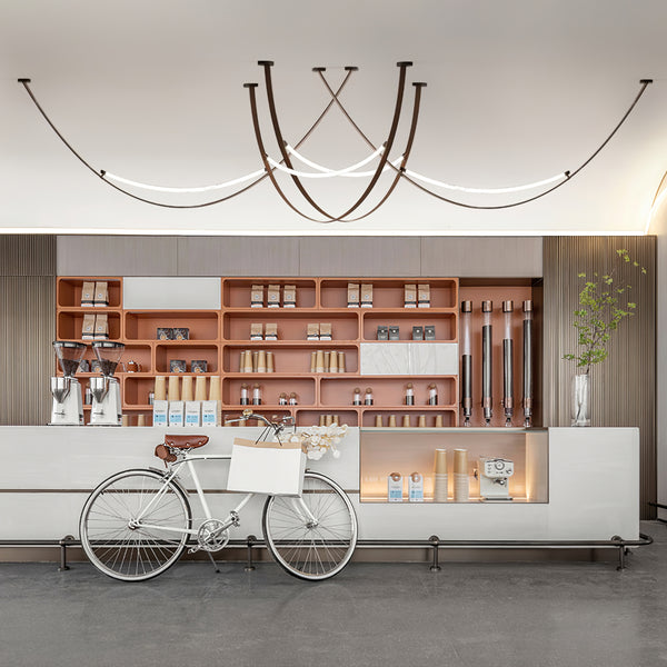Arc Loop Pendant Light | Metal & Leather | Gold, Light Brown, Black