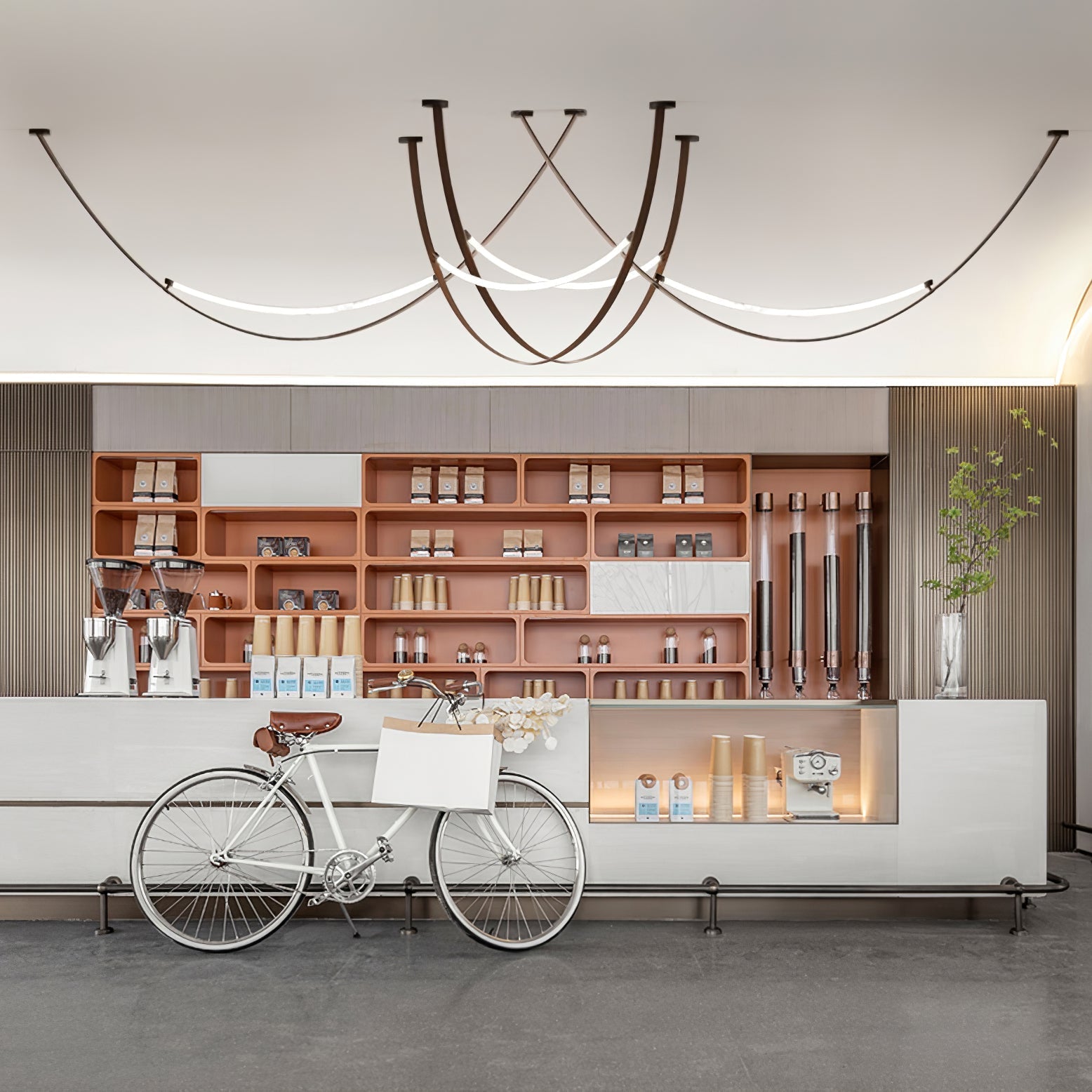 Arc Loop Pendant Light | Metal & Leather | Gold, Light Brown, Black