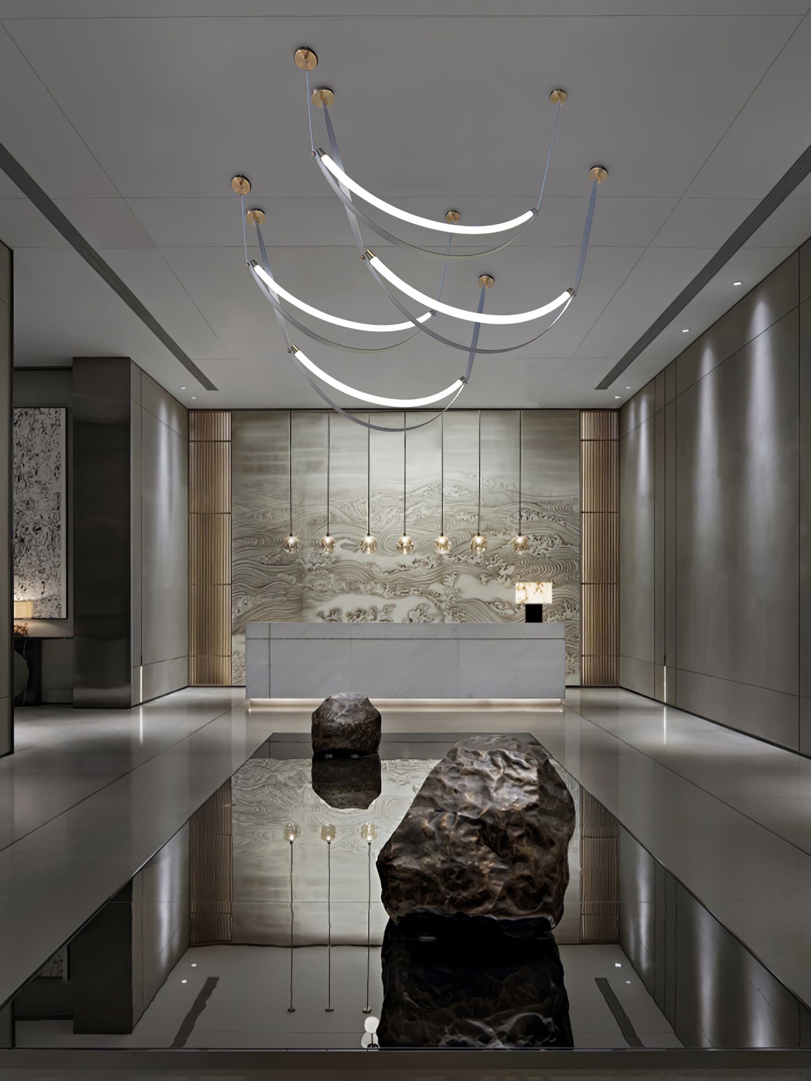 Arc Loop Pendant Light | Metal & Leather | Gold, Light Brown, Black