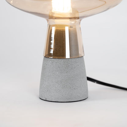 Leimu Table Lamp | Concrete & Mouthblown Glass | Grey
