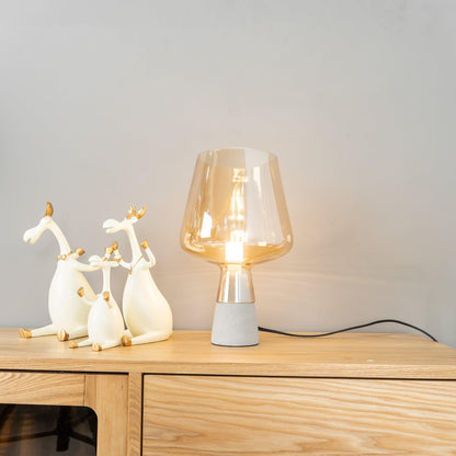 Leimu Table Lamp | Concrete & Mouthblown Glass | Grey