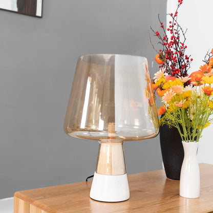 Leimu Table Lamp | Concrete & Mouthblown Glass | Grey