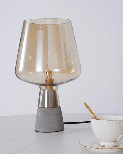 Leimu Table Lamp | Concrete & Mouthblown Glass | Grey