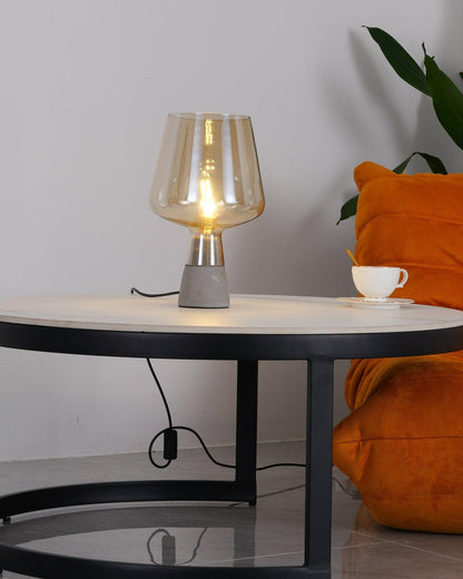 Leimu Table Lamp | Concrete & Mouthblown Glass | Grey